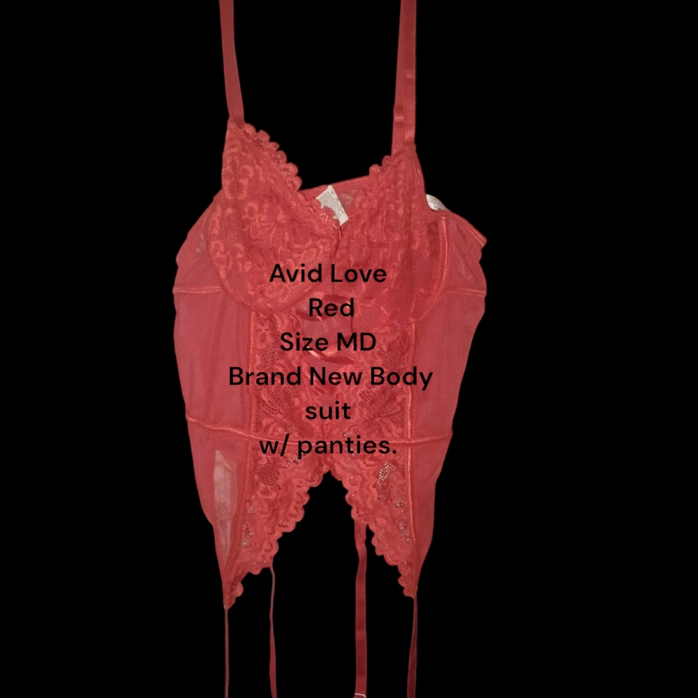 Red Chemise with Plunging Neckline and Text Design